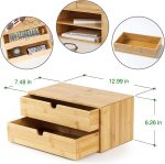 Wisuce 100% Original Bamboo Desk Organizer, Mini Bamboo Desk Drawer Tabletop Storage Organization Box for Office Home Toiletries Supplies Vanity, No Assembly Required (3 Drawer with Shelf) - Image 5